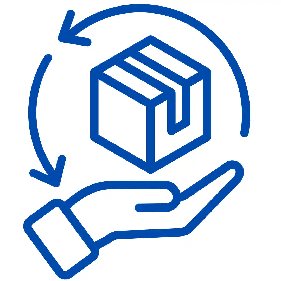 Blue line art of package exchange.