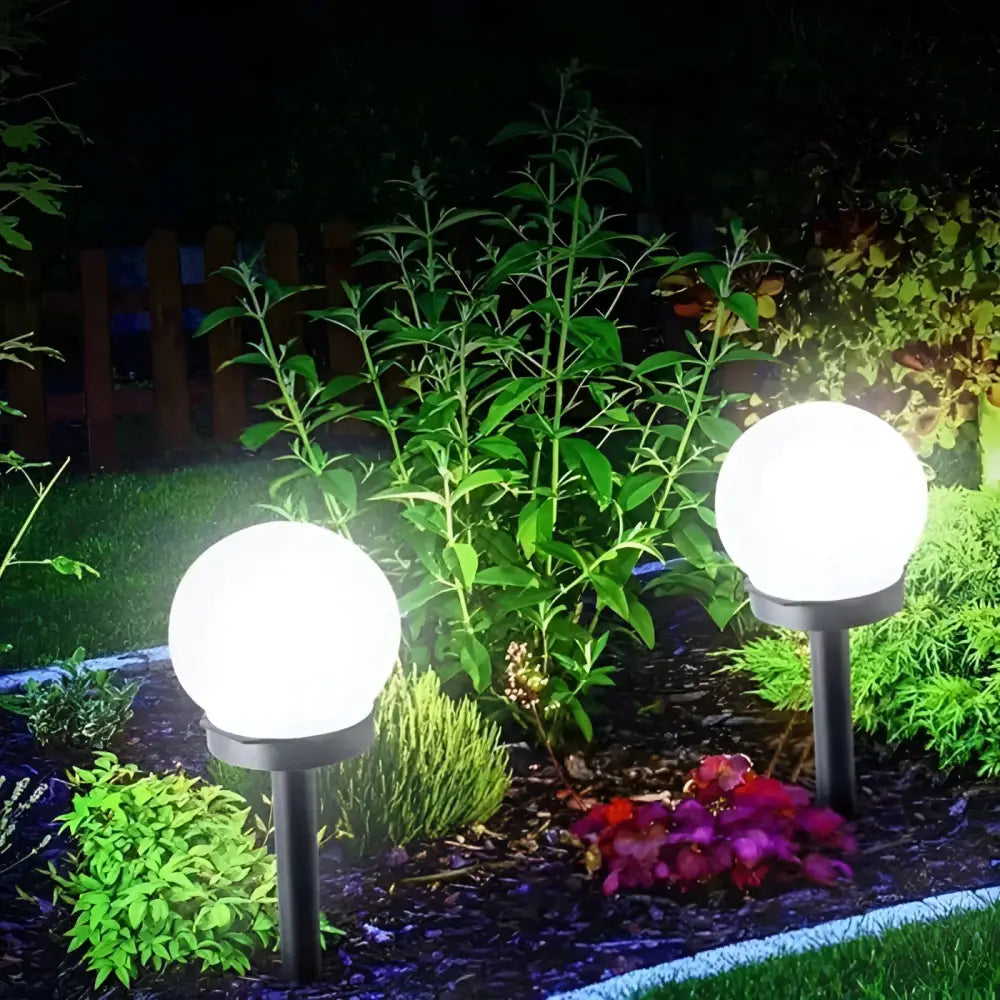 Set 4 x lampa solara tip glob pentru gradina IP44 H 33 - Articole Iluminat
