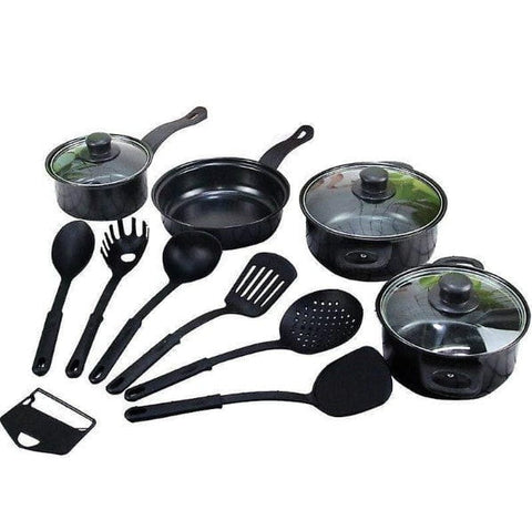 Set de Gătit 13 Piese – Oale cu Capace și Ustensile din Silicon Rezistente la Căldură Antiaderente și Perfecte pentru