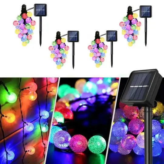 Set 2 x Decoratiune cu Incarcare Solara 5 Metri 30 Globulete - Multicolora