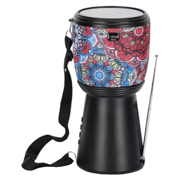 Boxa Bluetooth Stil Tarabana cu Incarcare Solara Radio FM si Lanterna Negru cu Model Floral