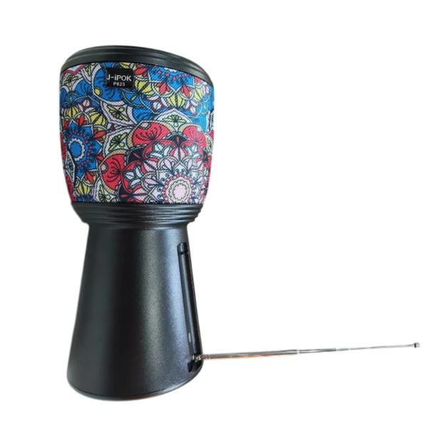 Boxa Bluetooth Stil Tarabana cu Incarcare Solara Radio FM si Lanterna Negru cu Model Floral