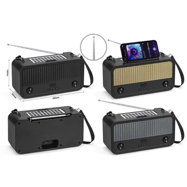 Radio Retro-Modern HF-F131 cu Panou Solar și Bluetooth – Eleganță și Funcționalitate într-un Singur Dispozitiv