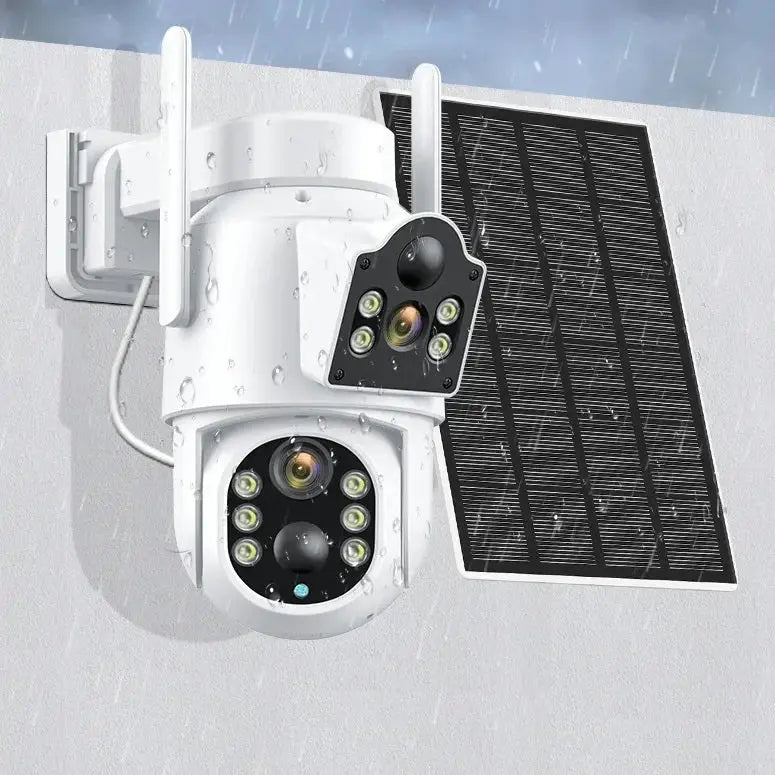 Camera de Supraveghere Dubla Wifi Rotativa cu Incarcare Solara 2 Lentile,