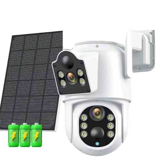 Camera de Supraveghere Dubla Wifi Rotativa cu Incarcare Solara 2 Lentile,