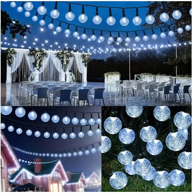 Set 2 x Decoratiune cu Incarcare Solara 5 Metri 30 Globulete - Albastru