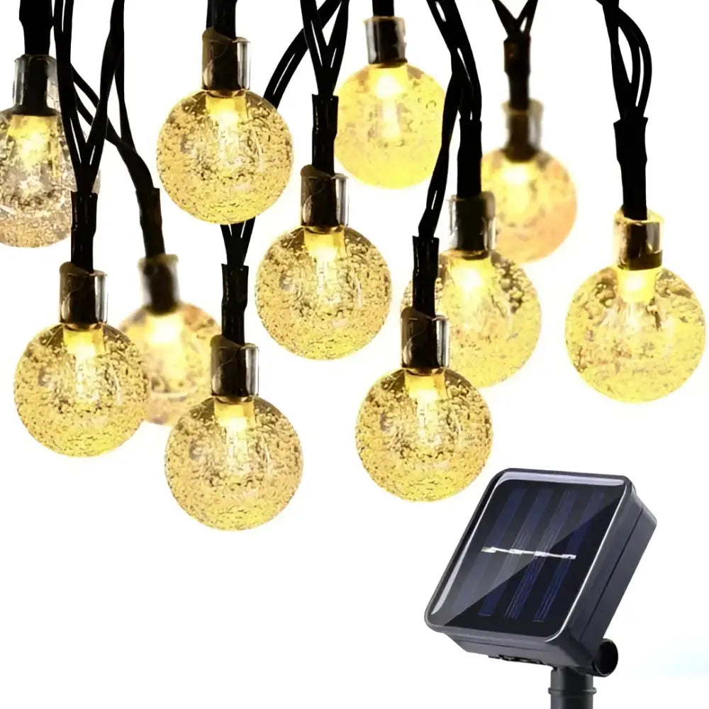 Decoratiune cu Incarcare Solara 5 Metri 30 Globulete - Alb Cald