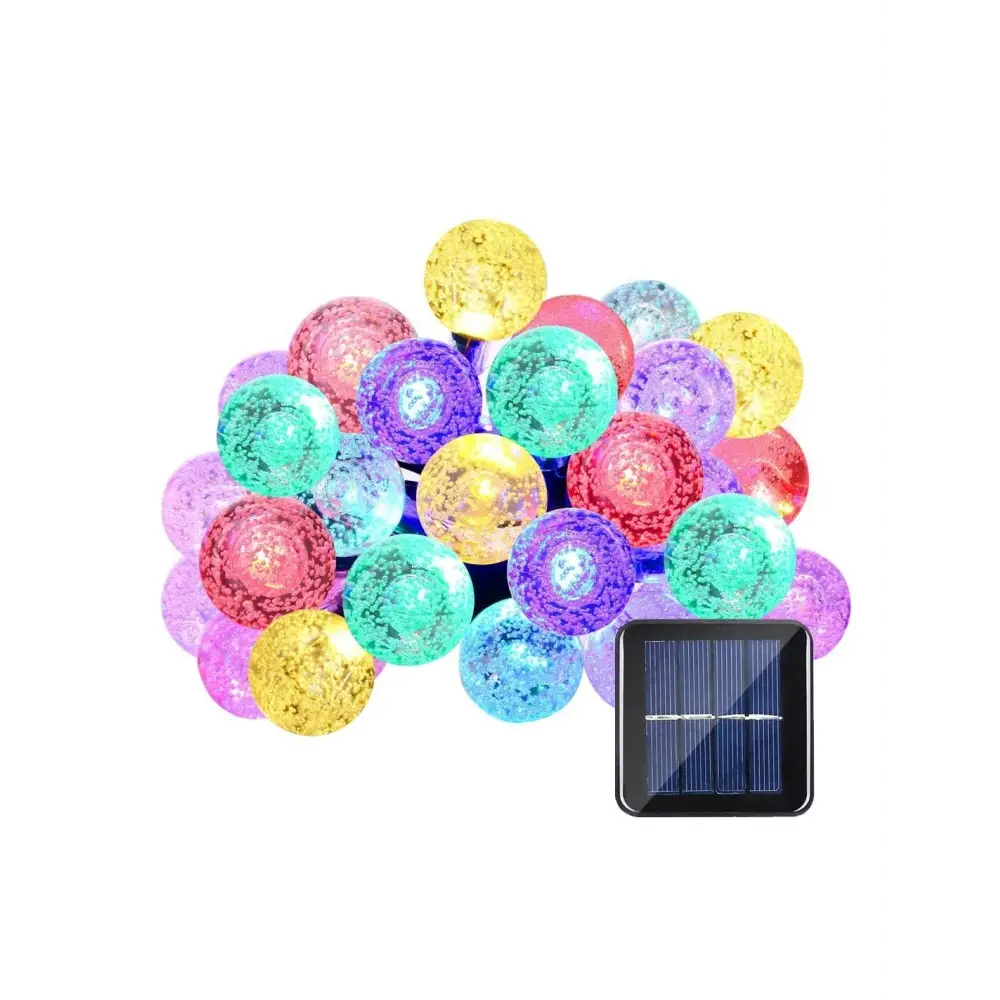 Decoratiune cu Incarcare Solara 5 Metri 30 Globulete - Multicolora
