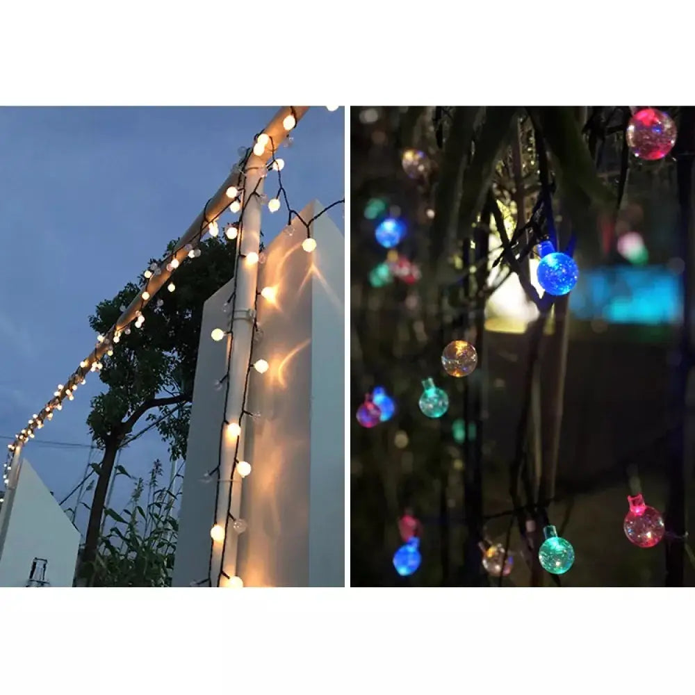 Decoratiune cu Incarcare Solara 5 Metri 30 Globulete - Multicolora