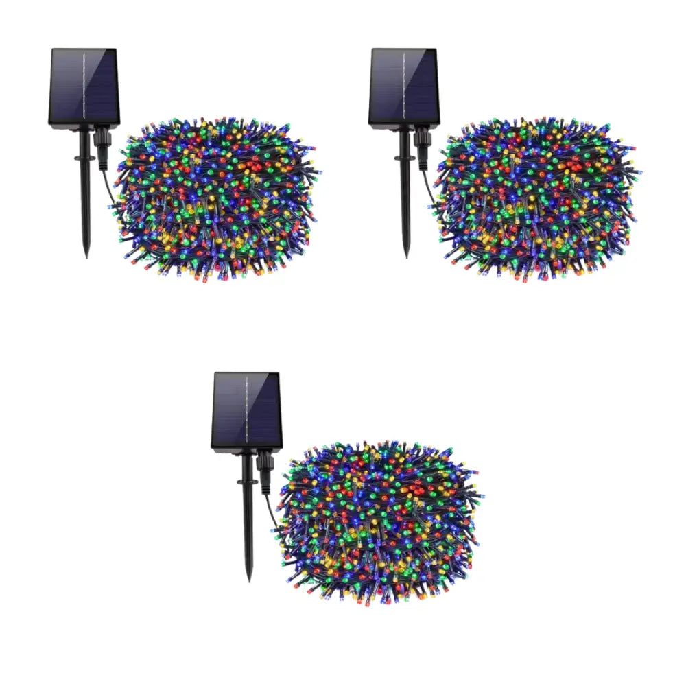 Decoratiune cu Incarcare Solara 50 metri 500 led - Diverse Culori - Multicolor / 3 Bucăți