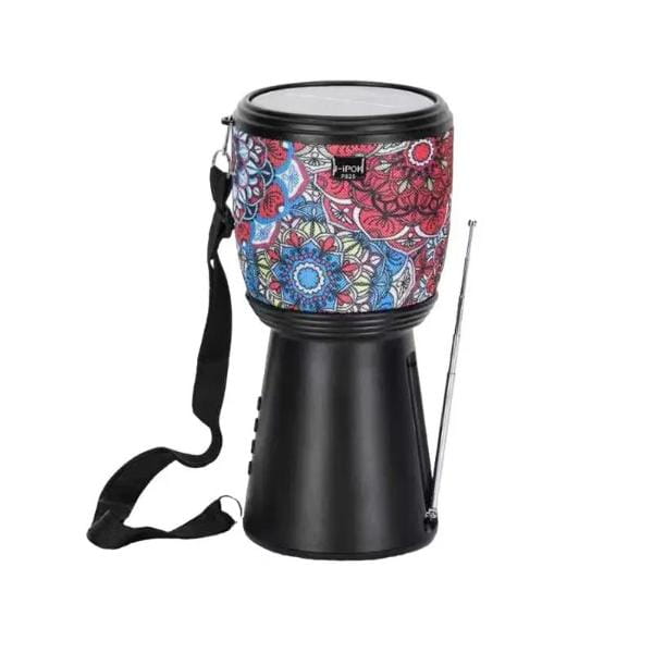 Boxa Bluetooth Stil Tarabana cu Incarcare Solara Radio FM si Lanterna Negru cu Model Floral