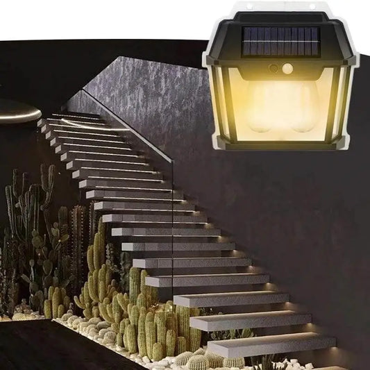Lampa cu Incarcare Solara Senzor de Miscare Model cu 2 Becuri