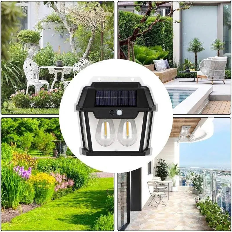 Set 3 x Lampa cu Incarcare Solara Senzor de Miscare Model cu 2 Becuri