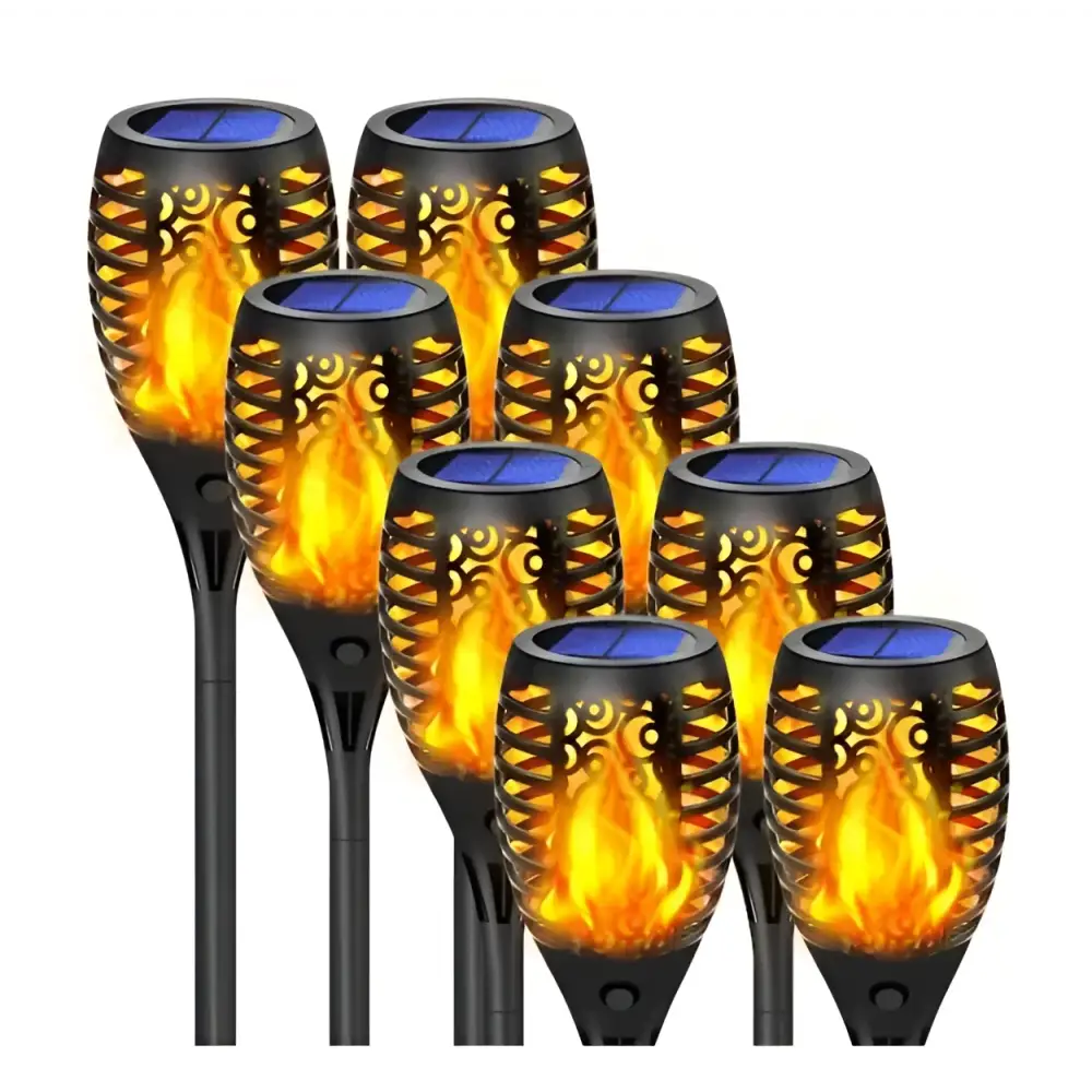 Lichidare de Stoc! Set 12 x Lampa solara tip torta cu efect flacara 51.5 cm - Lichidare de stoc