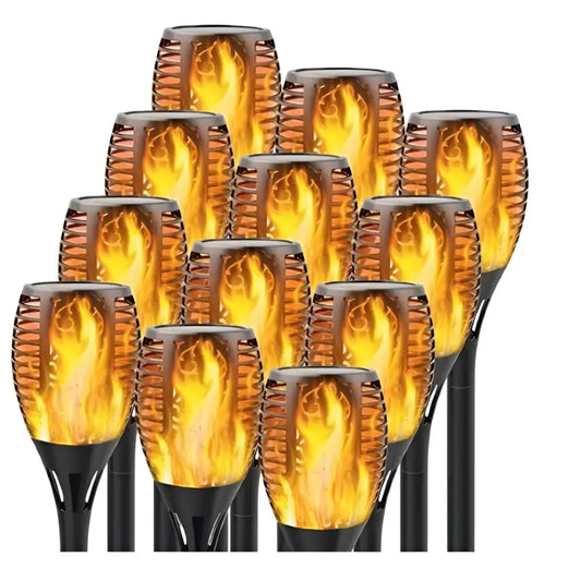 Lichidare de Stoc! Set 12 x Lampa solara tip torta cu efect flacara 51.5 cm - Lichidare de stoc