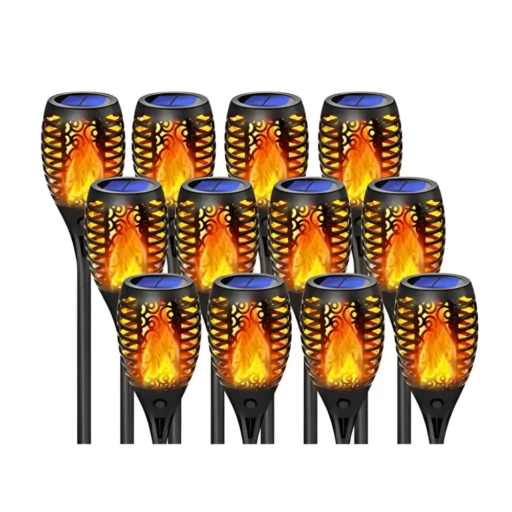 Lichidare de Stoc! Set 12 x Lampa solara tip torta cu efect flacara 51.5 cm - Lichidare de stoc