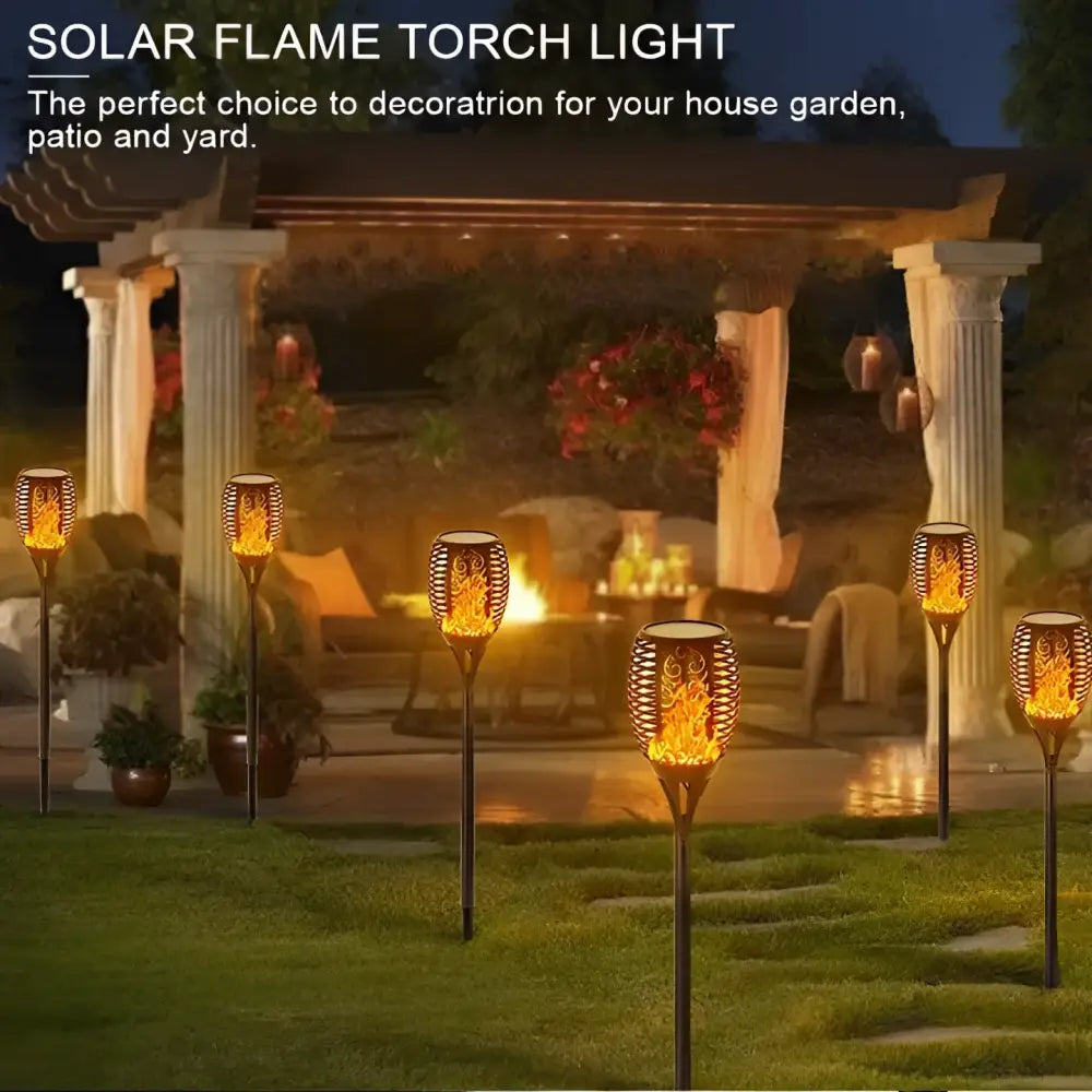 Lichidare de Stoc! Set 12 x Lampa solara tip torta cu efect flacara 51.5 cm - Lichidare de stoc