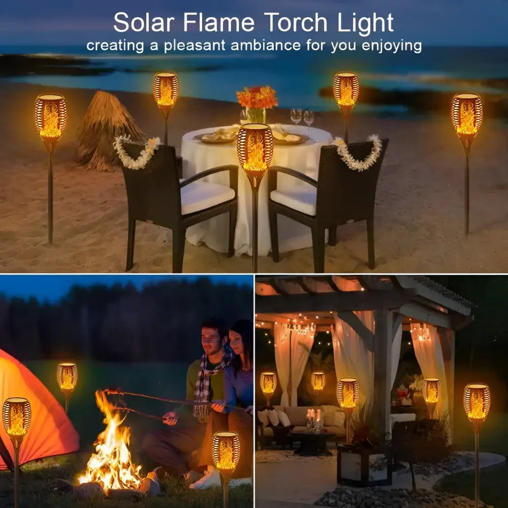 Lichidare de Stoc! Set 12 x Lampa solara tip torta cu efect flacara 51.5 cm - Lichidare de stoc