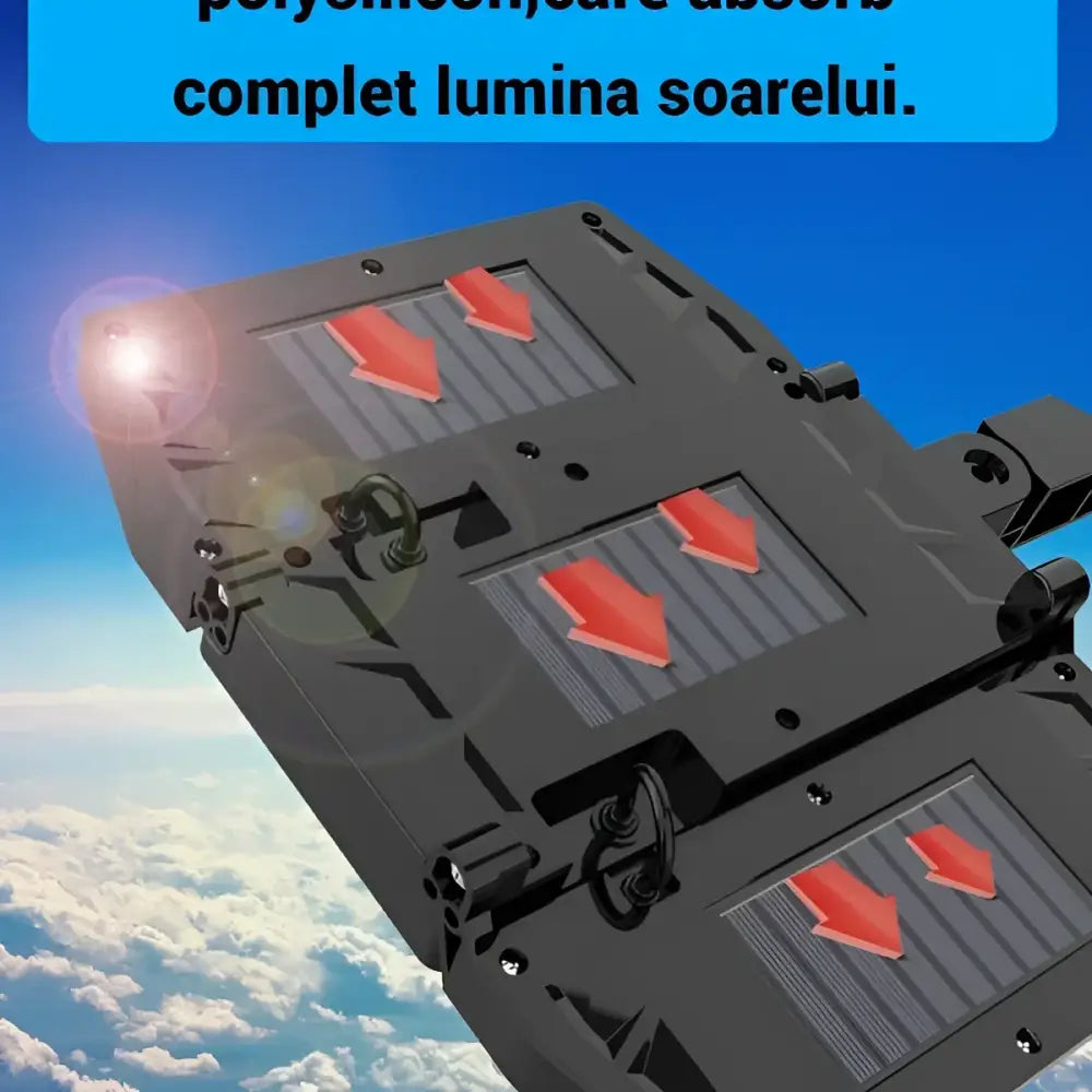 Lichidare de Stoc! Set 2 x Lampa Solara Tripla W795-9 cu Senzor de Miscare si Telecomanda 3 Moduri de Iluminare 30W