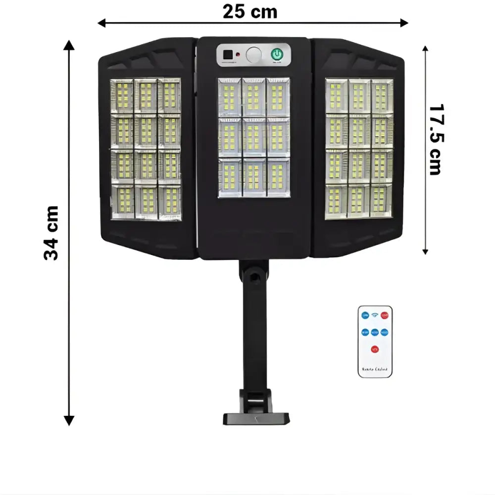 Lichidare de Stoc! Set 2 x Lampa Solara Tripla W795-9 cu Senzor de Miscare si Telecomanda 3 Moduri de Iluminare 30W
