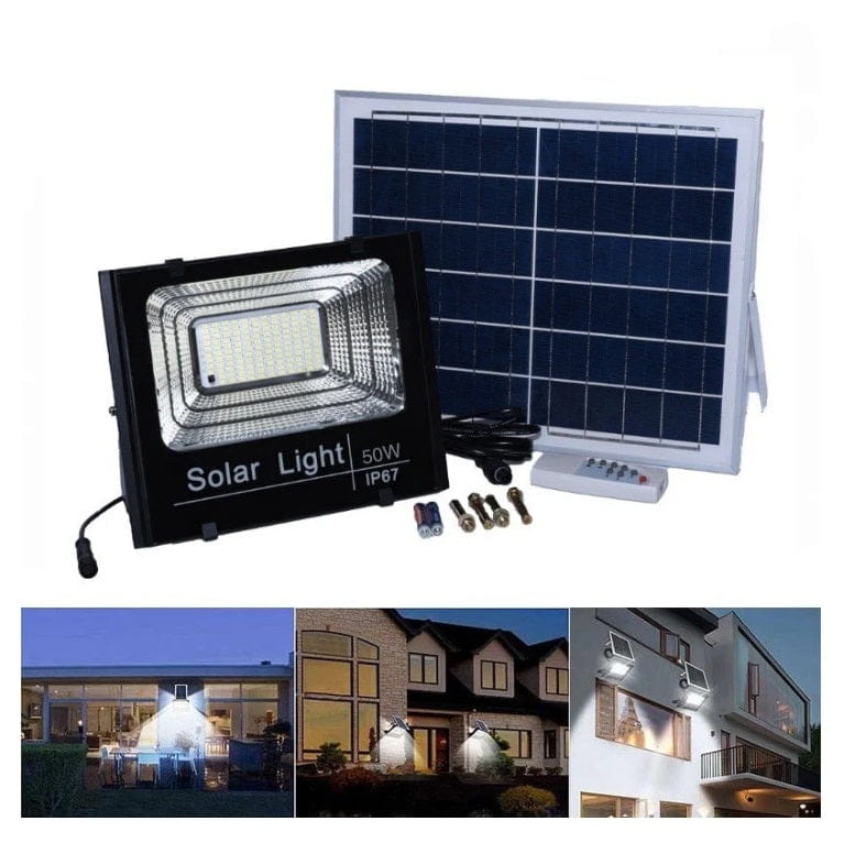Set 2 x Proiector cu Panou Solar Telecomanda Inclusa Putere 50W