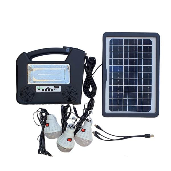 Sistem Solar Portabil GD-206 cu 3 Becuri + Lampă Frontală Player MP3 Radio FM
