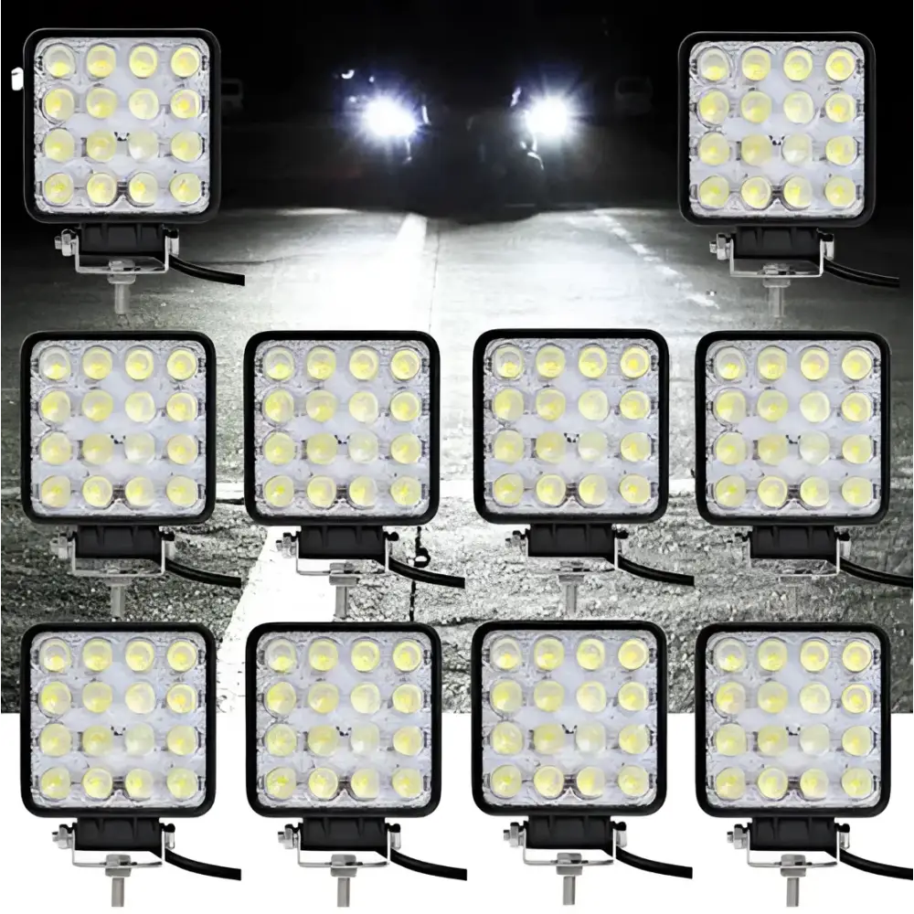 Set 10 proiectoare 16 LED 48W auto OFF-ROAD IP 67 - Articole Auto si Moto