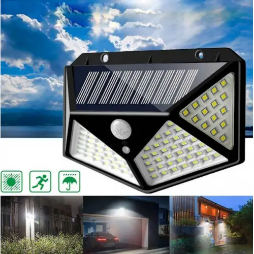 Set 10 x Lampa 100 LED cu panou solar senzor de miscare