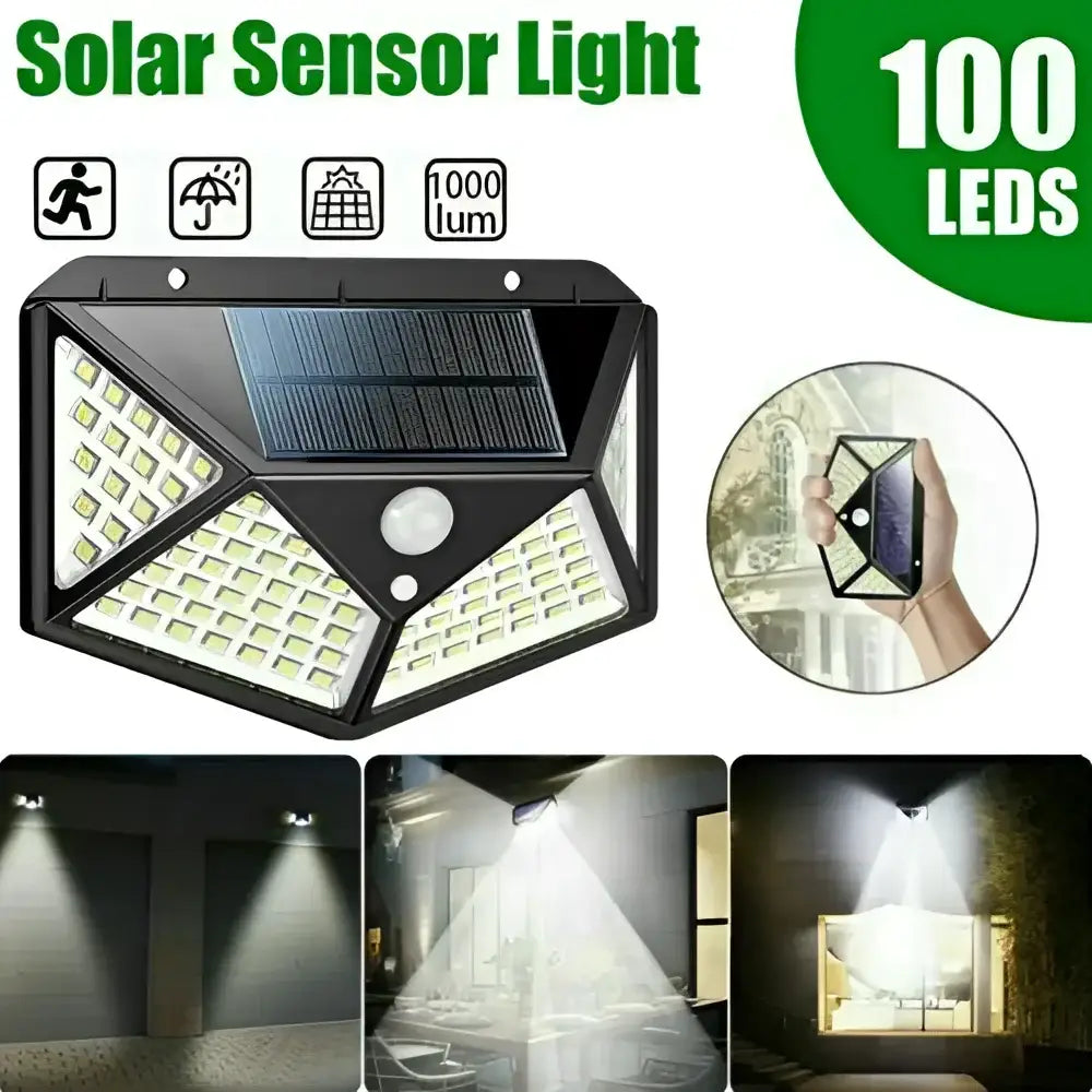 Set 10 x Lampa 100 LED cu panou solar senzor de miscare
