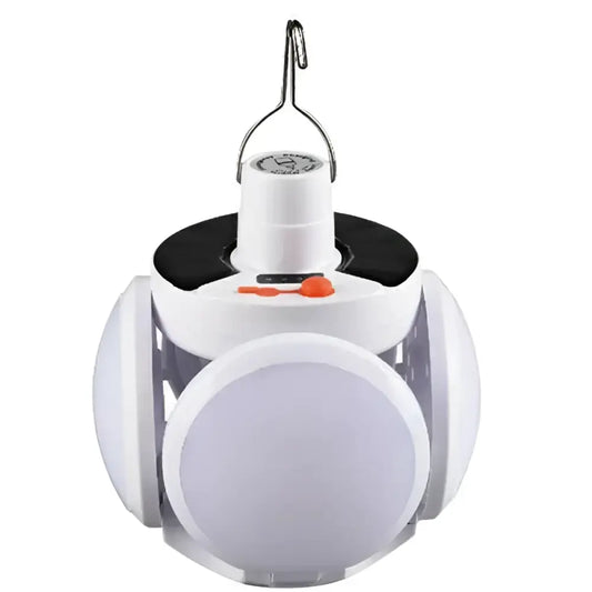 Set 2 x bec cu panou solar si acumulator 4 brate rabatabile si 5 trepte de iluminat
