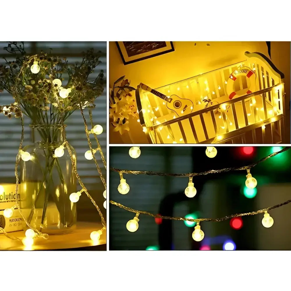 Set 2 x Decoratiune cu Incarcare Solara 30 de Globulete 5 Metri