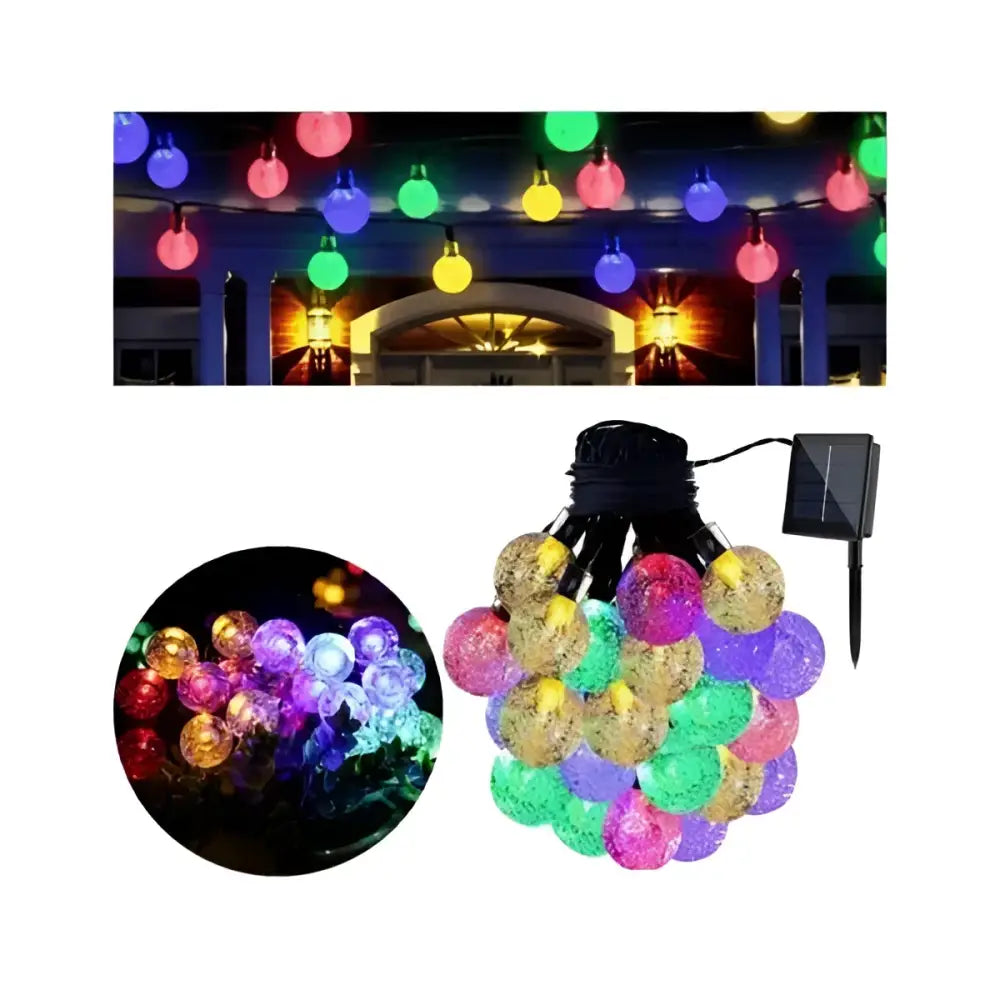 Set 2 x Decoratiune cu Incarcare Solara 5 Metri 30 Globulete - Multicolora