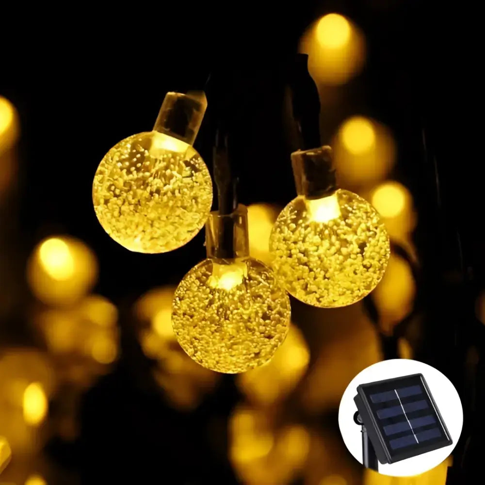 Set 2 x Decoratiune cu Incarcare Solara 5 Metri 30 Globulete - Alb Cald