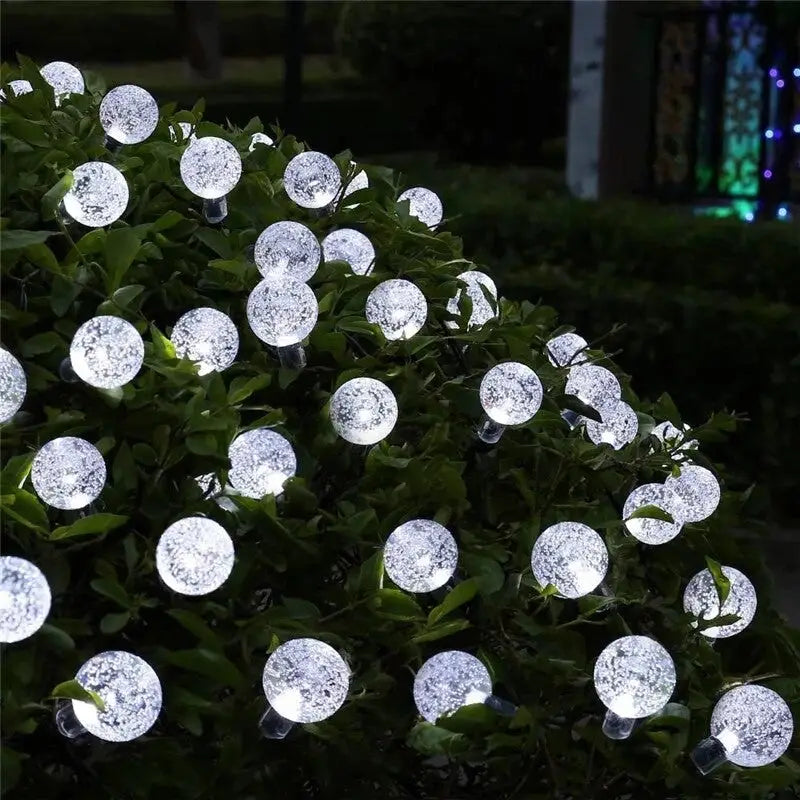 Set 2 x Decoratiune cu Incarcare Solara 5 Metri 30 Globulete - Alb Rece