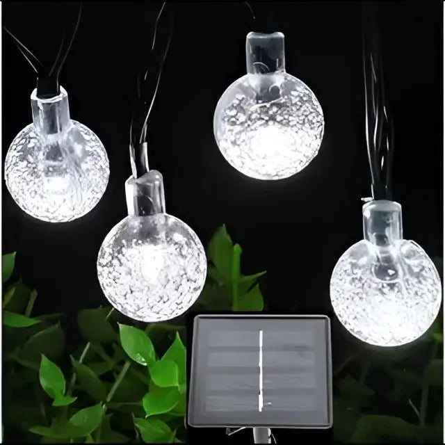 Set 2 x Decoratiune cu Incarcare Solara 5 Metri 30 Globulete - Alb Rece