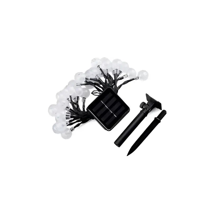 Set 2 x Decoratiune cu Incarcare Solara 5 Metri 30 Globulete - Alb Rece