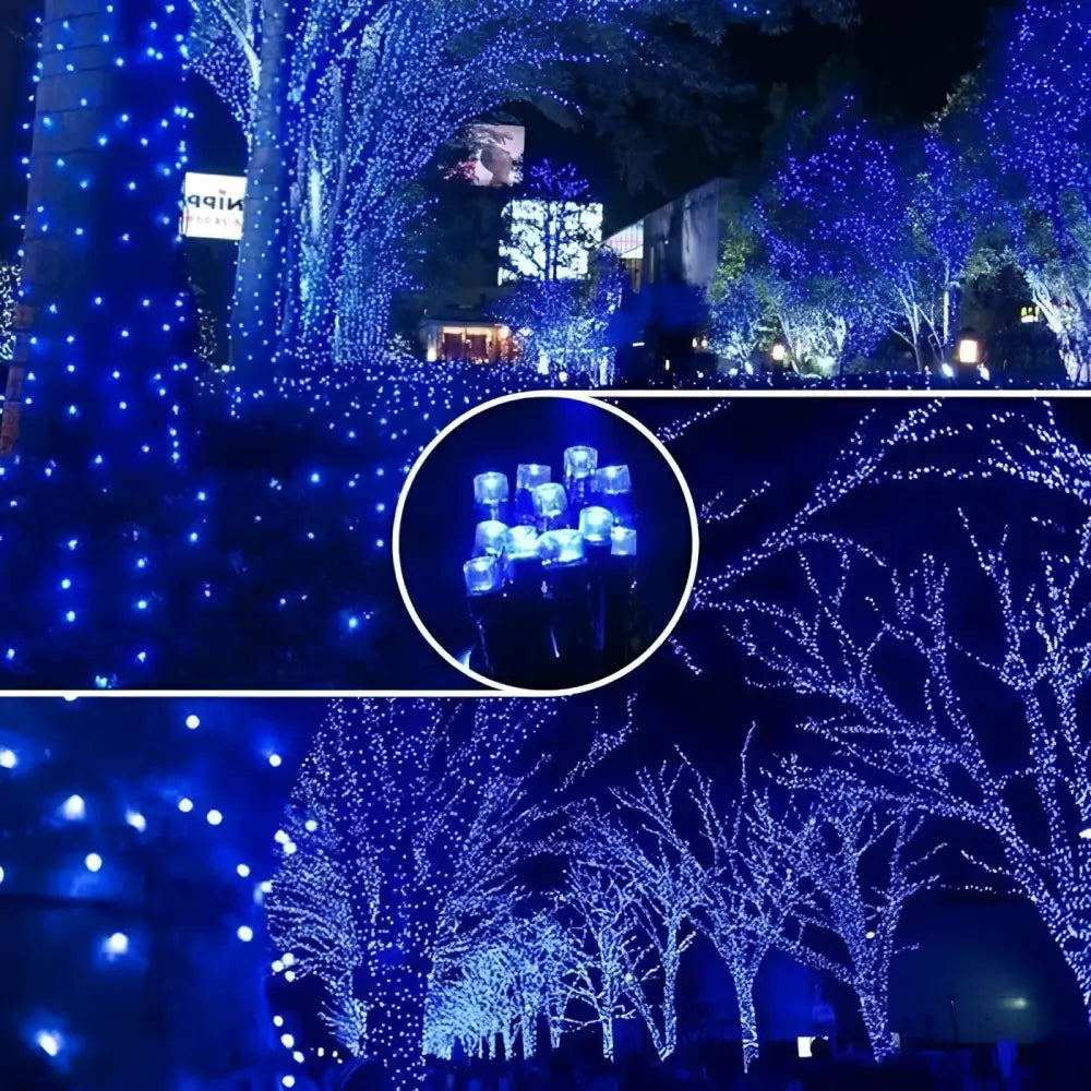 Set 2 x Decoratiune cu Incarcare Solara 50 metri 500 led - Albastru