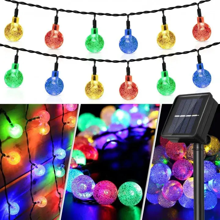 Set 2 x Decoratiune cu Incarcare Solara 30 de Globulete 5 Metri
