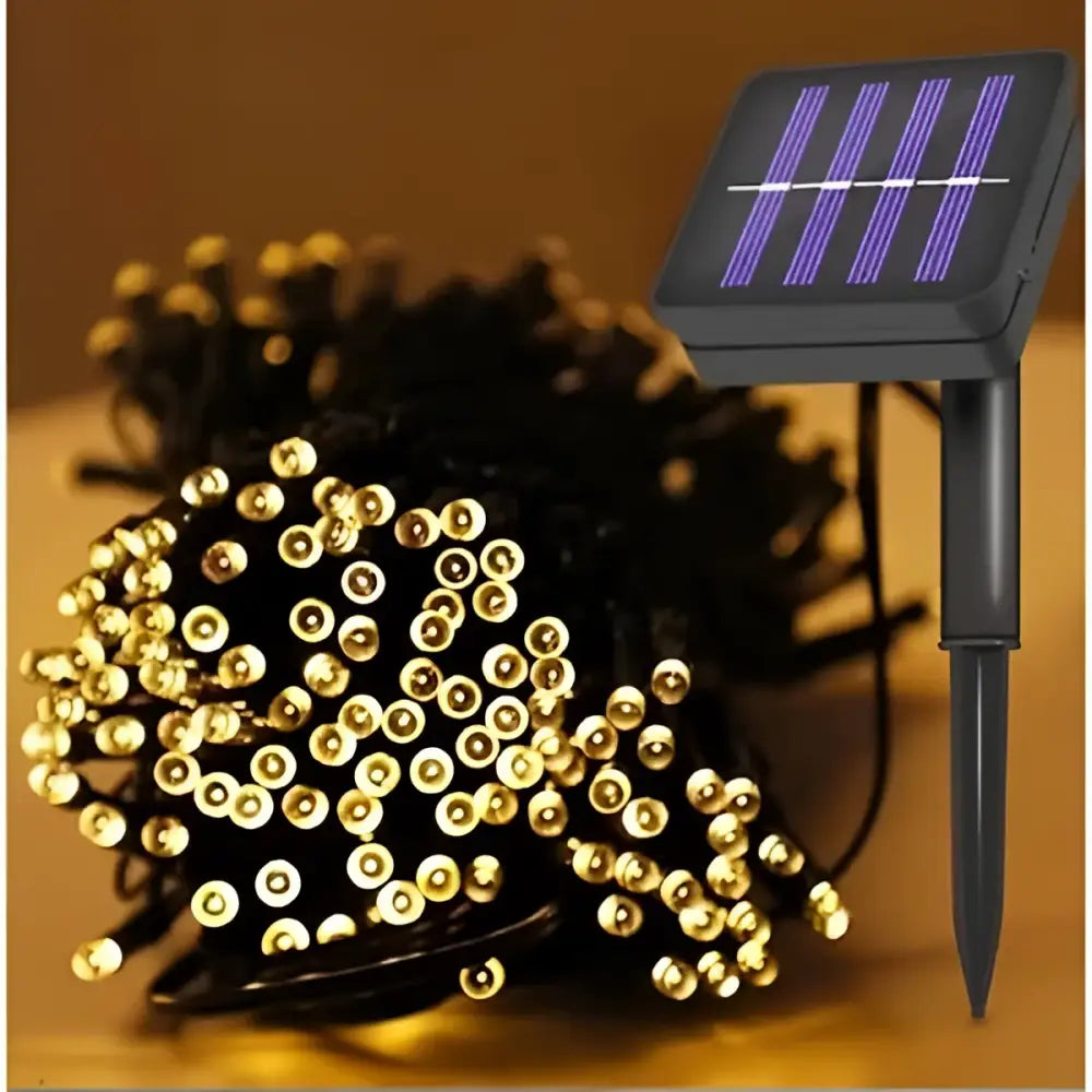 Set 4 x Decoratiune cu Incarcare Solara 100 LED 10 Metri - Alb Cald