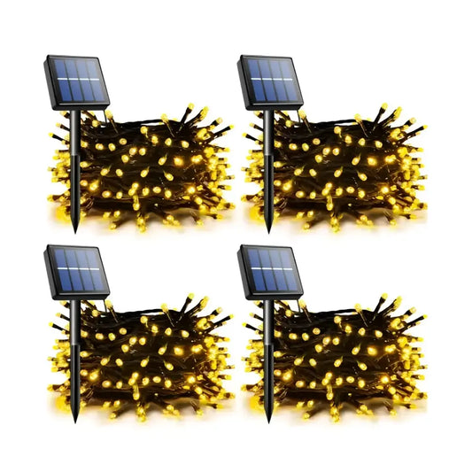 Set 4 x Decoratiune cu Incarcare Solara 100 LED 10 Metri - Alb Cald