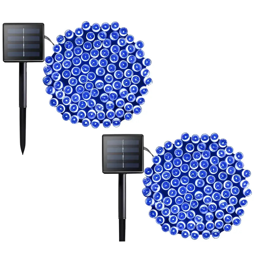 Set 4 x Decoratiune cu Incarcare Solara 100 LED 10 Metri - Albastru