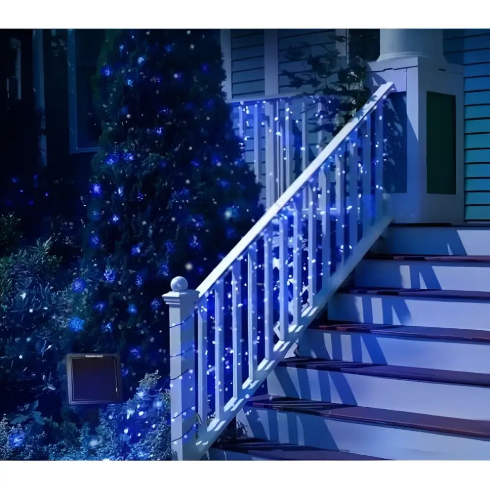 Set 4 x Decoratiune cu Incarcare Solara 100 LED 10 Metri - Albastru