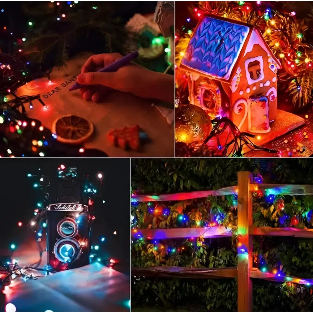 Set 4 x Decoratiune cu Incarcare Solara 100 LED 10 Metri - Multicolor