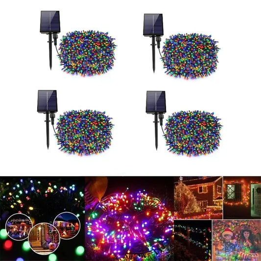 Set 4 x Decoratiune cu Incarcare Solara 100 LED 10 Metri - Multicolor