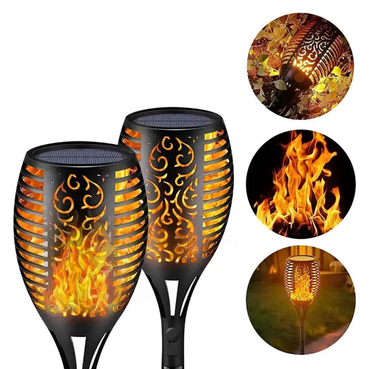 Set 4 x Lampa solara tip torta cu efect flacara 51.5 cm - Articole Iluminat