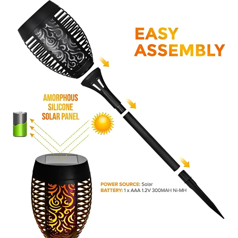 Set 8 x Lampa solara tip torta cu efect flacara 51.5 cm - Articole Iluminat