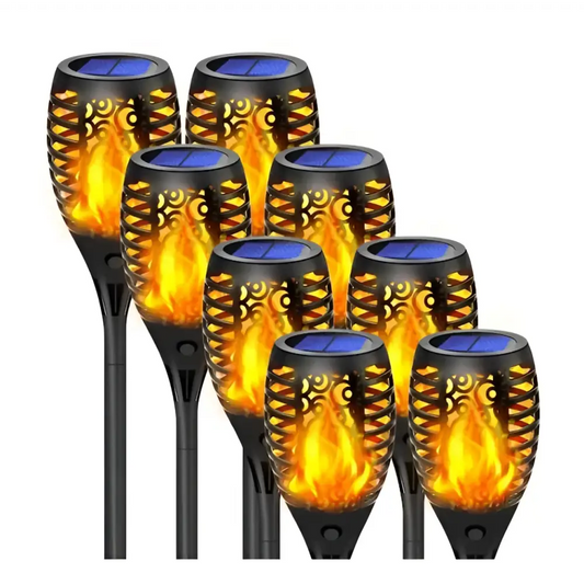 Set 8 x Lampa solara tip torta cu efect flacara 51.5 cm - Articole Iluminat