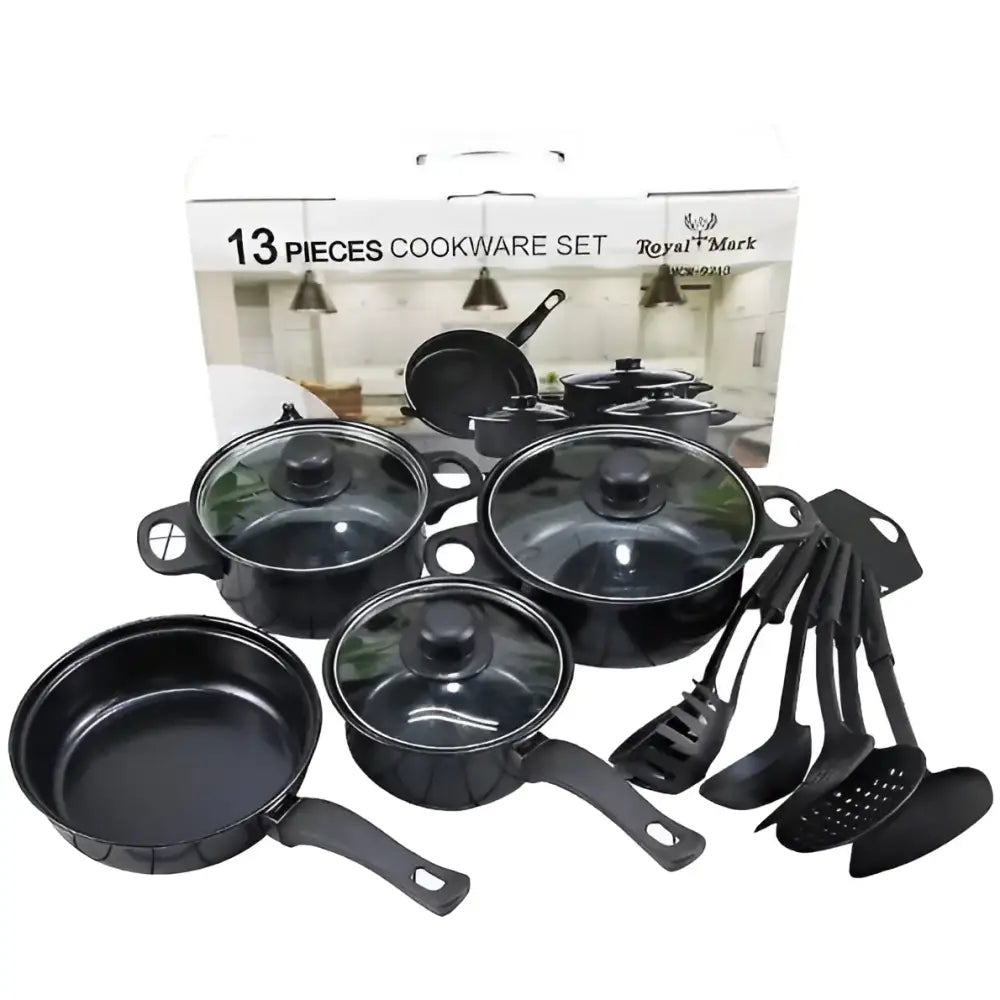 Set de Gătit 13 Piese – Oale cu Capace și Ustensile din Silicon Rezistente la Căldură Antiaderente și Perfecte pentru