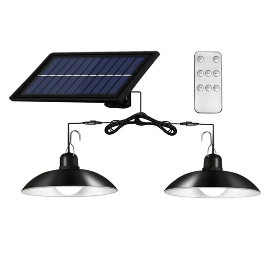Set panou solar cu 2 becuri LED cu aplica telecomanda 50W - Lampi Solare