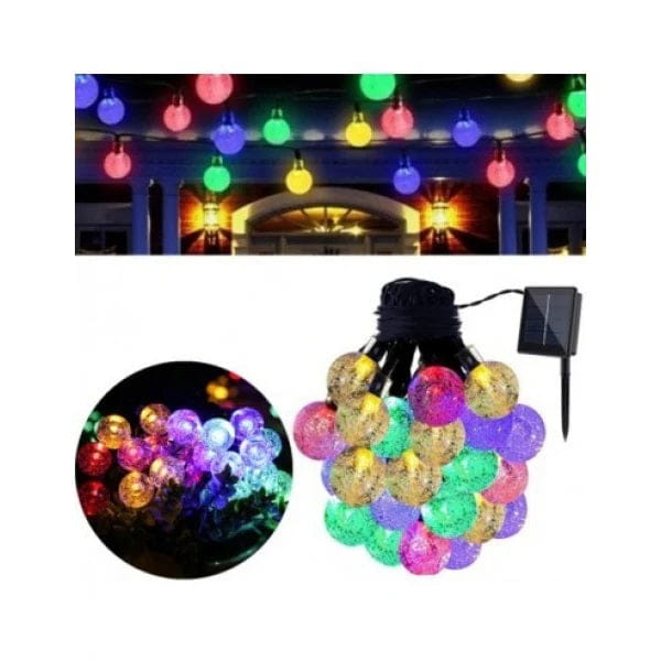 Decoratiune cu Incarcare Solara 5 Metri 30 Globulete - Multicolora